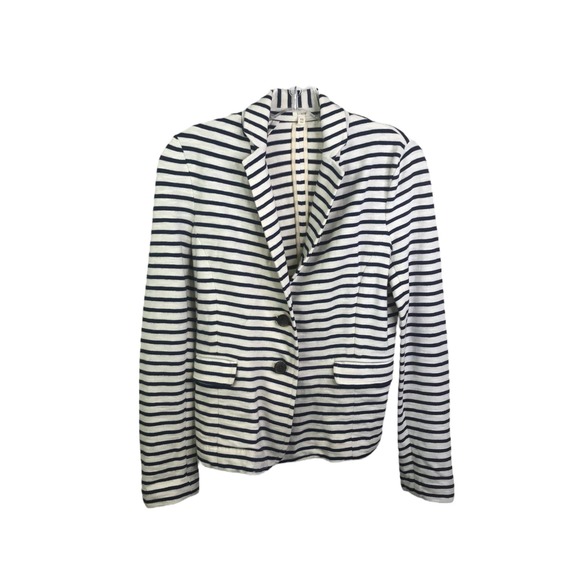 J. Crew Women's Maritime Blazer Blue White Cotton Striped Long Sleeve Sweater XS - Picture 1 of 16